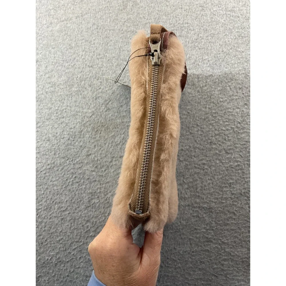 EMU Australia Sheepskin Wristlet Pouch Chestnut Tan Furry Clutch Bag NEW 1459